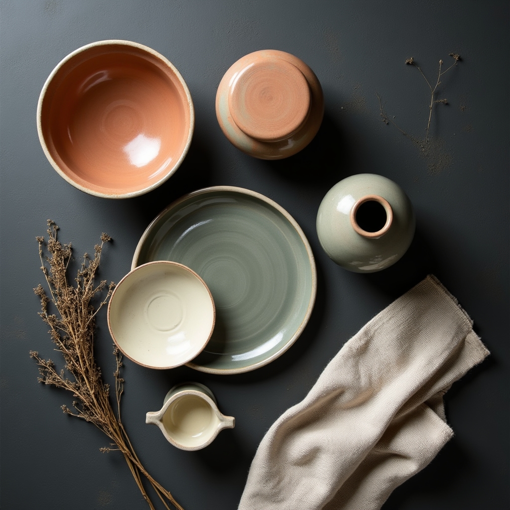 Piezas de cerámica artesanal para cocina con esmaltes naturales